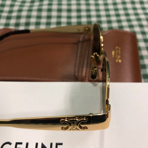 Celine Triomphe Gold Metal Oval Sunglasses - Picture 6 of 6